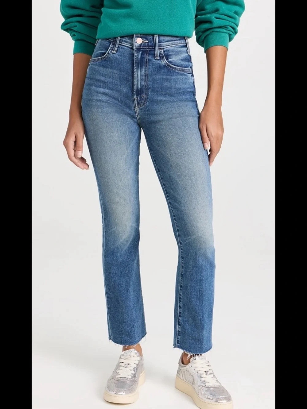 MOTHER The Hustler Ankle Fray High Rise Bootcut Jeans Blue Size 25